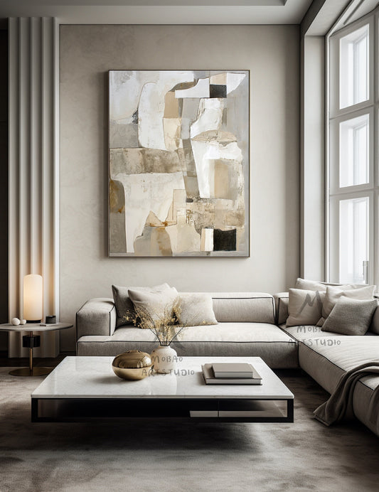 Beige Wall Art Beige Wabi Sabi Wall Art Beige Texture Painting Boho Wall Art Gray Abstract Art Gray Abstract Painting Beige Modern Wall Art