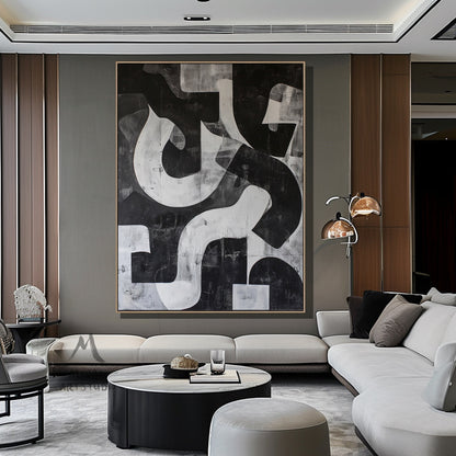 Modern Textured Wall Art Large Black Wall Art Black And Gray Abstract Minimal Painting Black Contemporary Abstract Art for Living Room