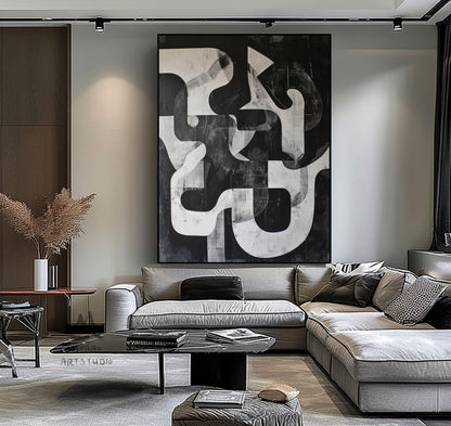 Large Black And Gray Abstract Wall Art Contemporary Abstract Painting on Canvas Black Textured Wall Art Black Art Modern Wall Decor