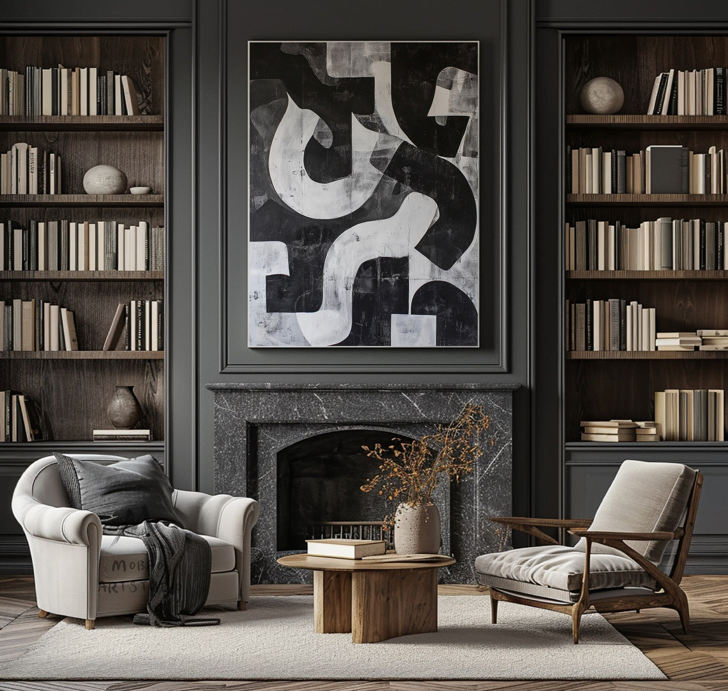 Modern Textured Wall Art Large Black Wall Art Black And Gray Abstract Minimal Painting Black Contemporary Abstract Art for Living Room