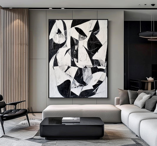 Black Textured Wall Art Black And White Minimal Painting White Textured Wall Art Black Wall Art Contemporary Abstract Art for Living Room