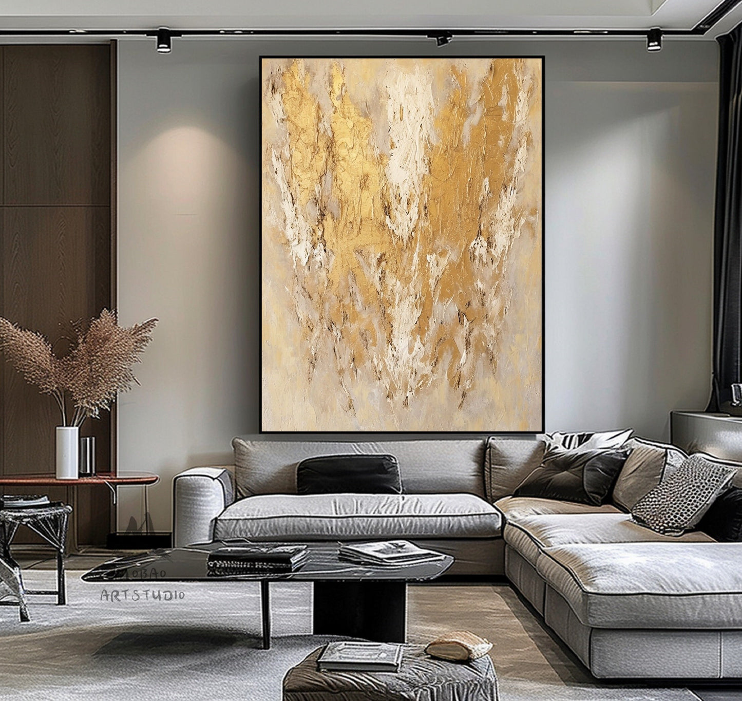 Gold Textured Canvas Painting Beige Textured Art Gold Minimalist Wall Art Beige Abstract Painting Wabi Sabi Wall Art Beige Wall Art Decor