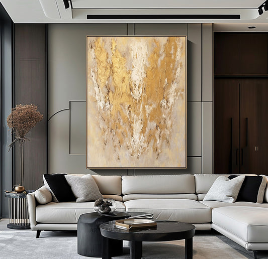 Gold Textured Canvas Painting Beige Textured Art Gold Minimalist Wall Art Beige Abstract Painting Wabi Sabi Wall Art Beige Wall Art Decor