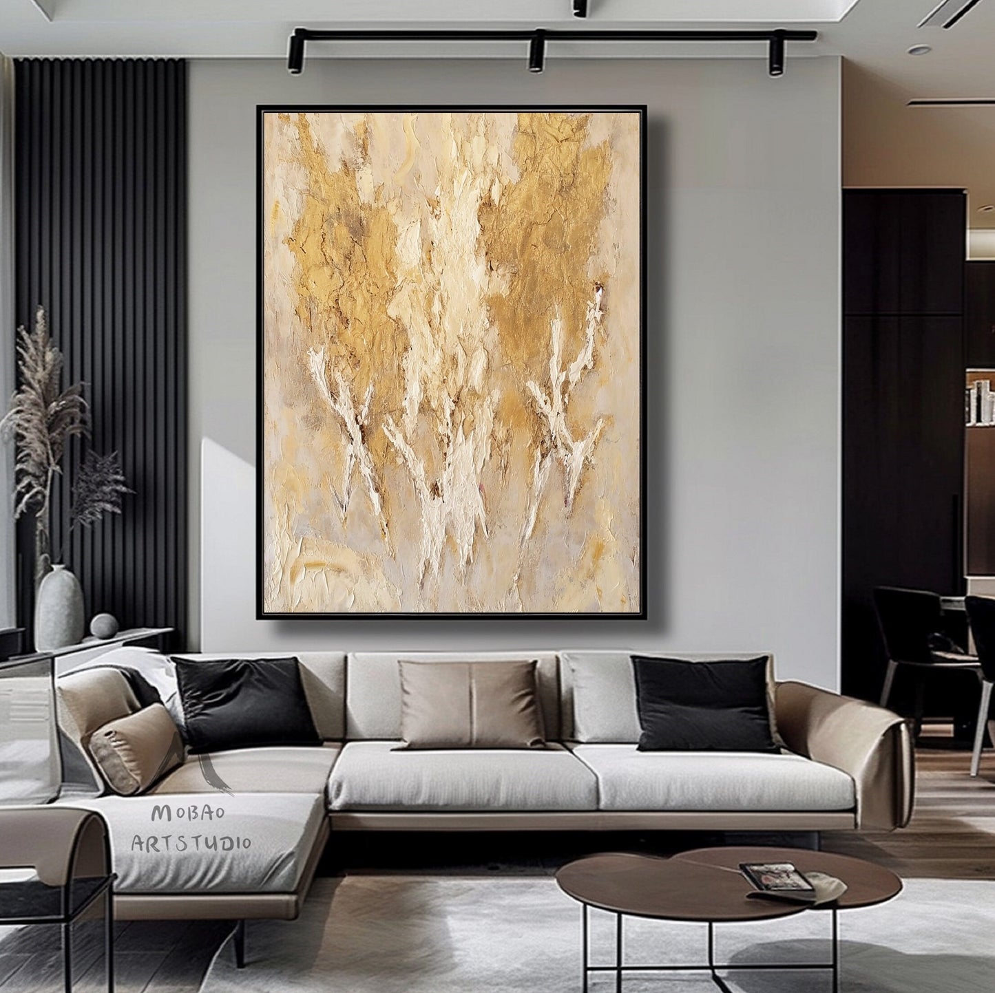 Gold Minimalist Wall Art Beige Abstract Painting Wabi Sabi Wall Art Gold Textured Canvas Painting Beige Textured Art Beige Wall Art Decor