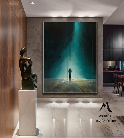 Large BLUE Abstract Painting Blue Minimalism Painting Blue Wall Art Blue Canvas Painting Blue Abstract Art Blue Canvas Wall Art:Hope-7