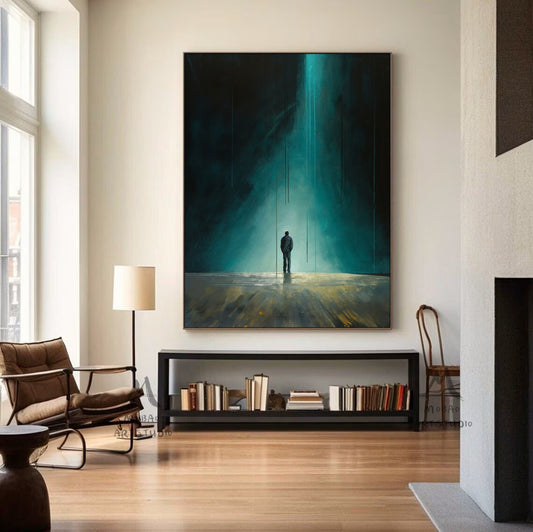 Large BLUE Abstract Painting Blue Minimalism Painting Blue Wall Art Blue Canvas Painting Blue Abstract Art Blue Canvas Wall Art:Hope-7