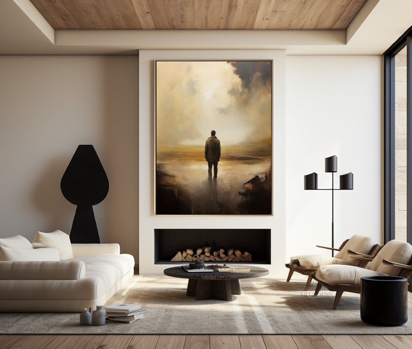 Wabi-Sabi Wall Art Brown Abstract Art Beige Minimalism Art Brown Wall Art Brown Canvas Art Beige Sky Abstract Art Brown Canvas Art :Hope-8