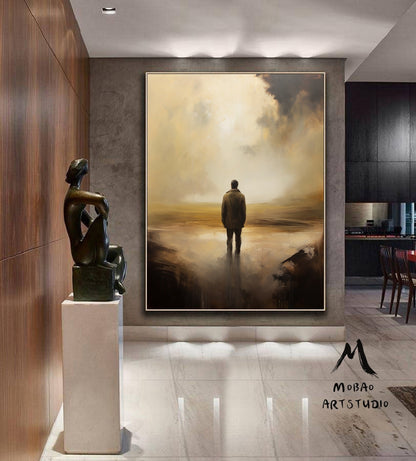 Wabi-Sabi Wall Art Brown Abstract Art Beige Minimalism Art Brown Wall Art Brown Canvas Art Beige Sky Abstract Art Brown Canvas Art :Hope-8