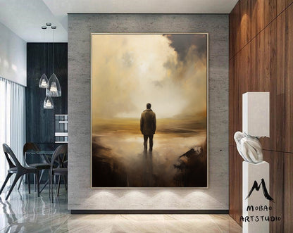 Wabi-Sabi Wall Art Brown Abstract Art Beige Minimalism Art Brown Wall Art Brown Canvas Art Beige Sky Abstract Art Brown Canvas Art :Hope-8