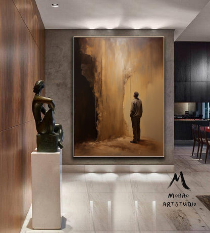 Brown Abstract Painting Wabi-Sabi Wall Art Brown Minimalism Art Brown Wall Art Brown Canvas Art Brown Abstract Art Brown Canvas Art :Hope-9