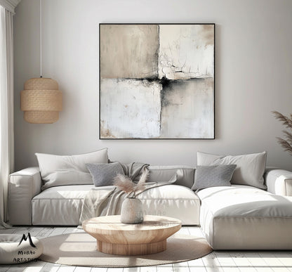 Beige Boho Wall Art Beige 3D Textured Art Wabi-Sabi Wall Art Beige Minimalist Painting Beige Textured Wall Art Gray Abstract Painting