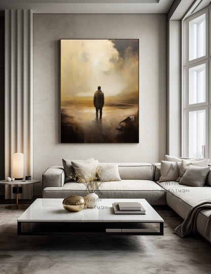 Wabi-Sabi Wall Art Brown Abstract Art Beige Minimalism Art Brown Wall Art Brown Canvas Art Beige Sky Abstract Art Brown Canvas Art :Hope-8