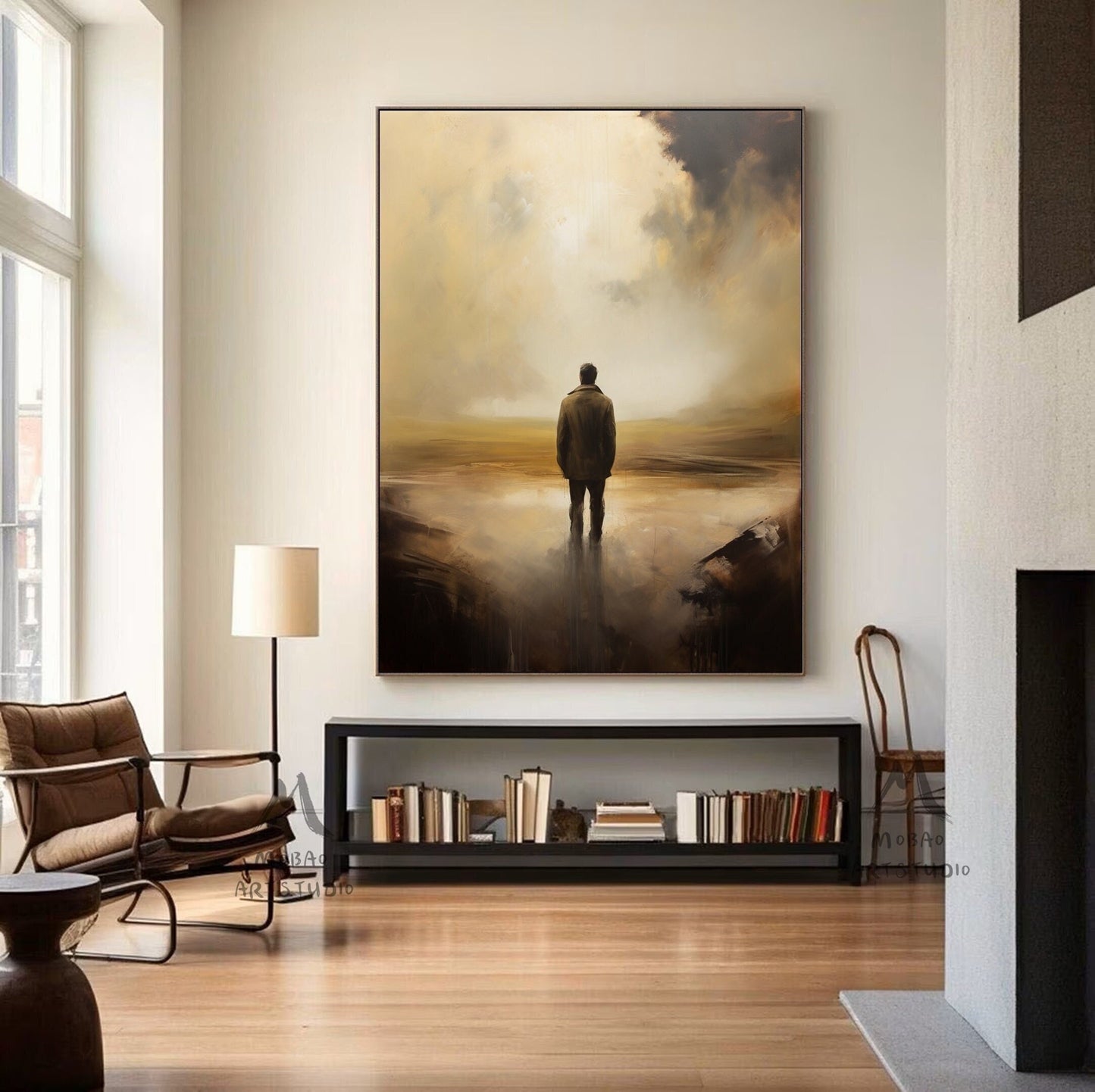 Wabi-Sabi Wall Art Brown Abstract Art Beige Minimalism Art Brown Wall Art Brown Canvas Art Beige Sky Abstract Art Brown Canvas Art :Hope-8