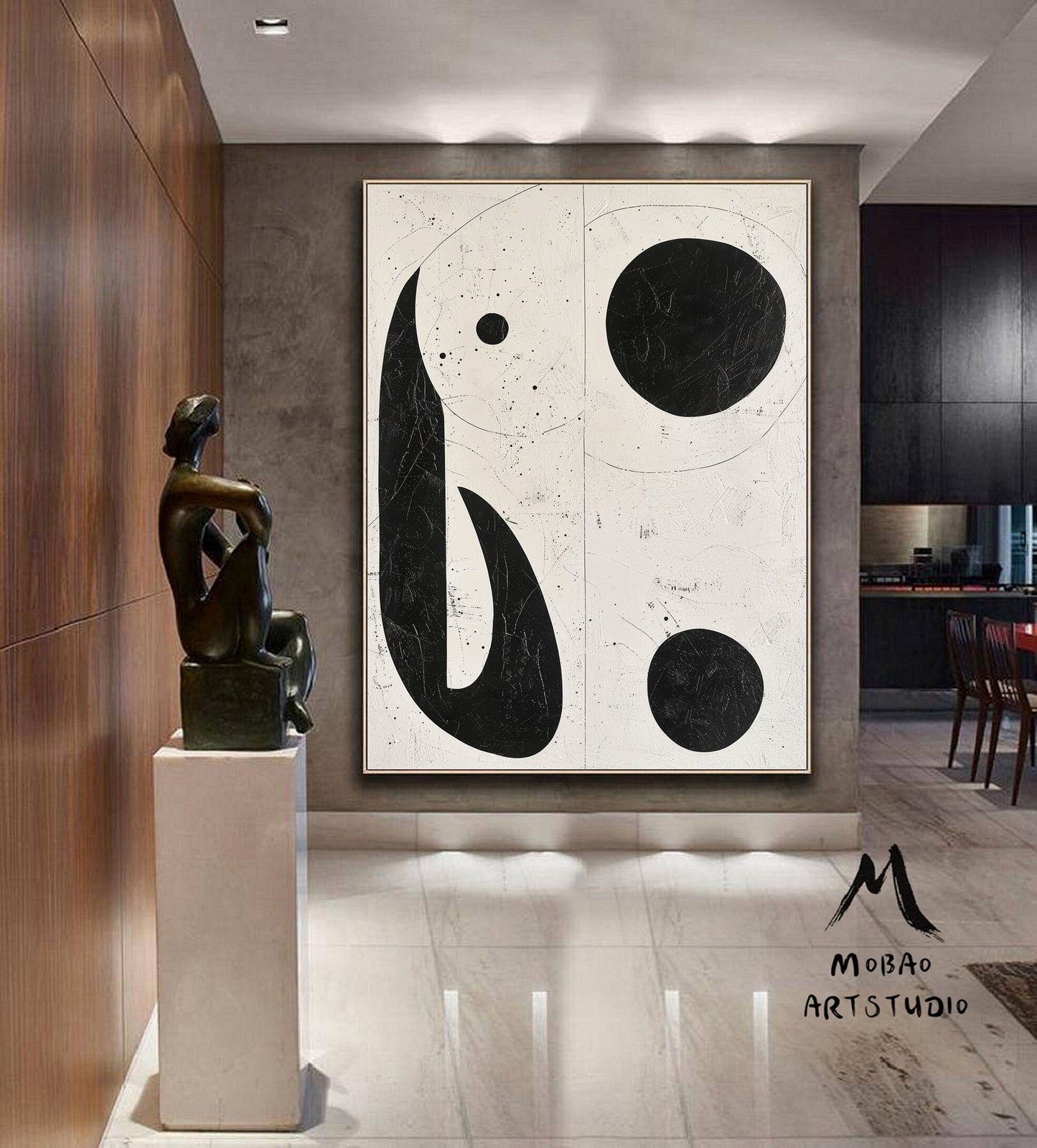 Beige Minimalist Painting Boho Wall Art Beige Textured Art Wabi-Sabi Wall Art Beige Abstract Painting Black Minimalist Wall Art # Elephant
