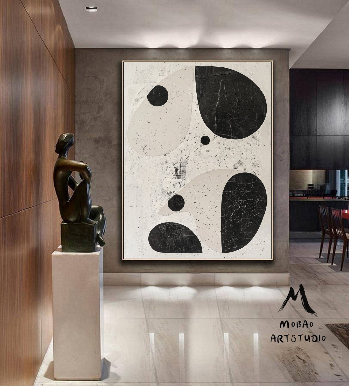 Wabi-Sabi Wall Art Beige Minimalist Wall Art Boho Wall Art Beige Abstract Wall Art Black Minimalist Wall Art Beige Textured Canvas Wall Art