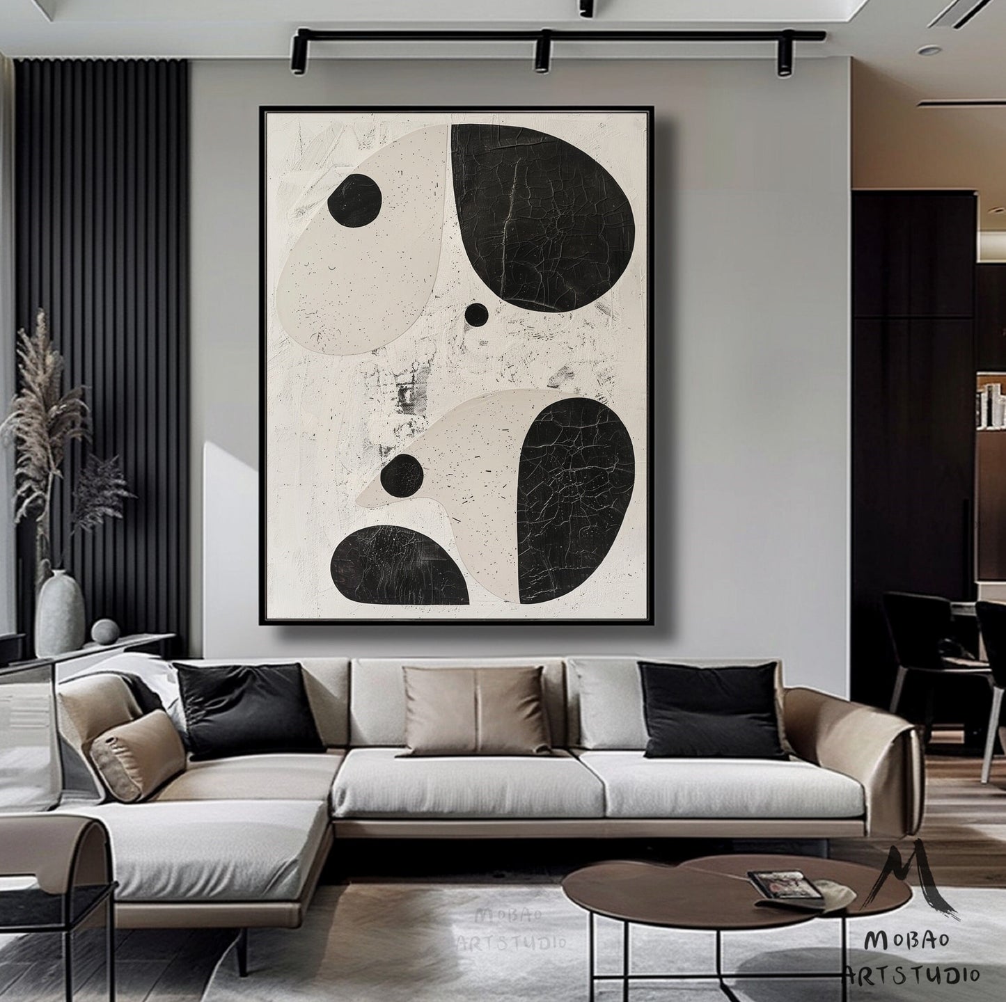 Wabi-Sabi Wall Art Beige Minimalist Wall Art Boho Wall Art Beige Abstract Wall Art Black Minimalist Wall Art Beige Textured Canvas Wall Art