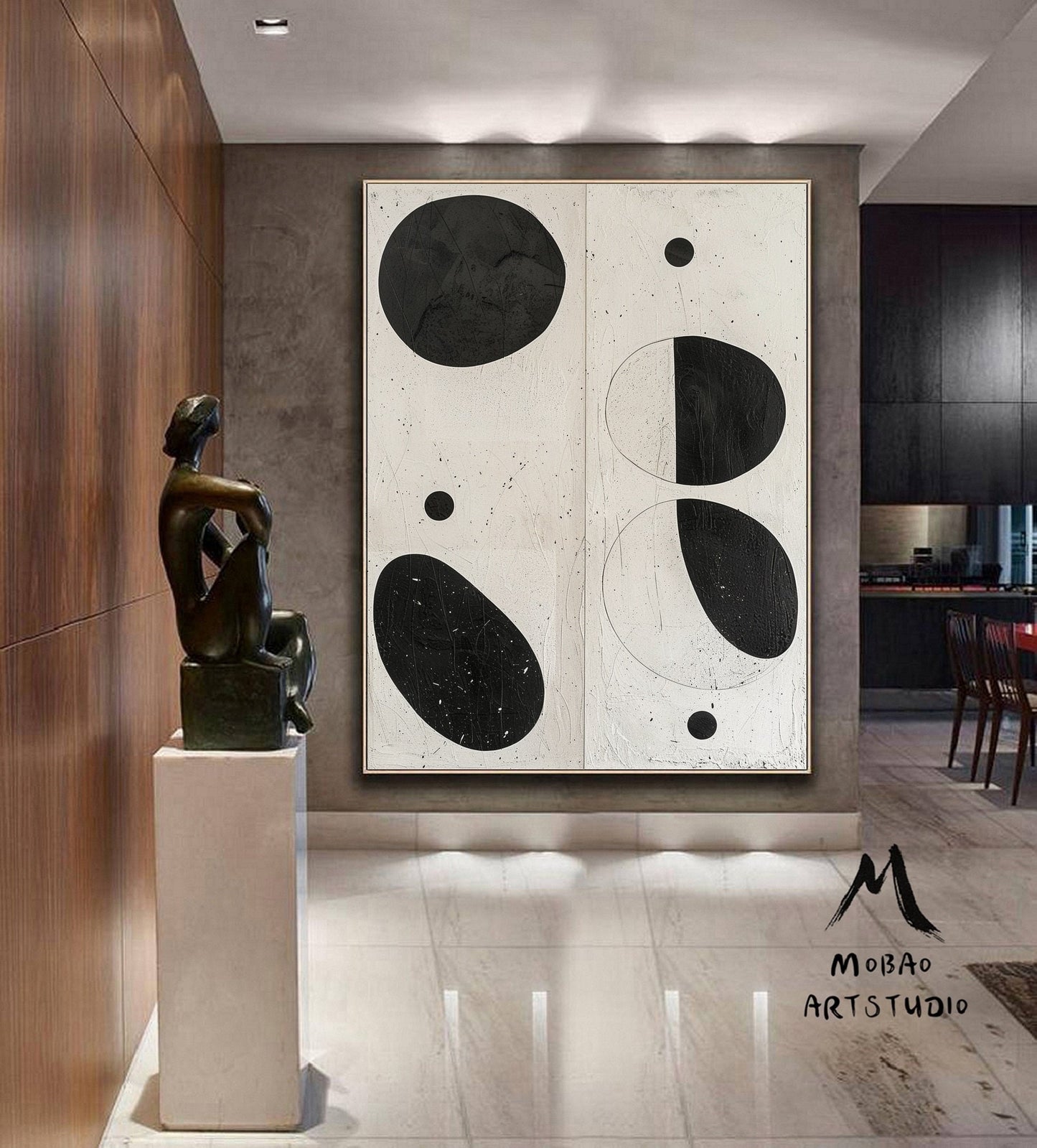 Beige Minimalist Wall Art Boho Wall Art Beige Abstract Wall Art Wabi-Sabi Wall Art Black Minimalist Wall Art Beige Textured Canvas Wall Art