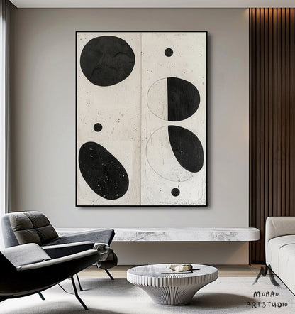 Beige Minimalist Wall Art Boho Wall Art Beige Abstract Wall Art Wabi-Sabi Wall Art Black Minimalist Wall Art Beige Textured Canvas Wall Art