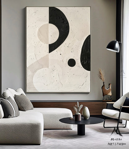 Beige Textured Canvas Wall Art Wabi-Sabi Wall Art Beige Abstract Wall Art Beige Minimalist Wall Art Boho Wall Art Black Minimalist Wall Art