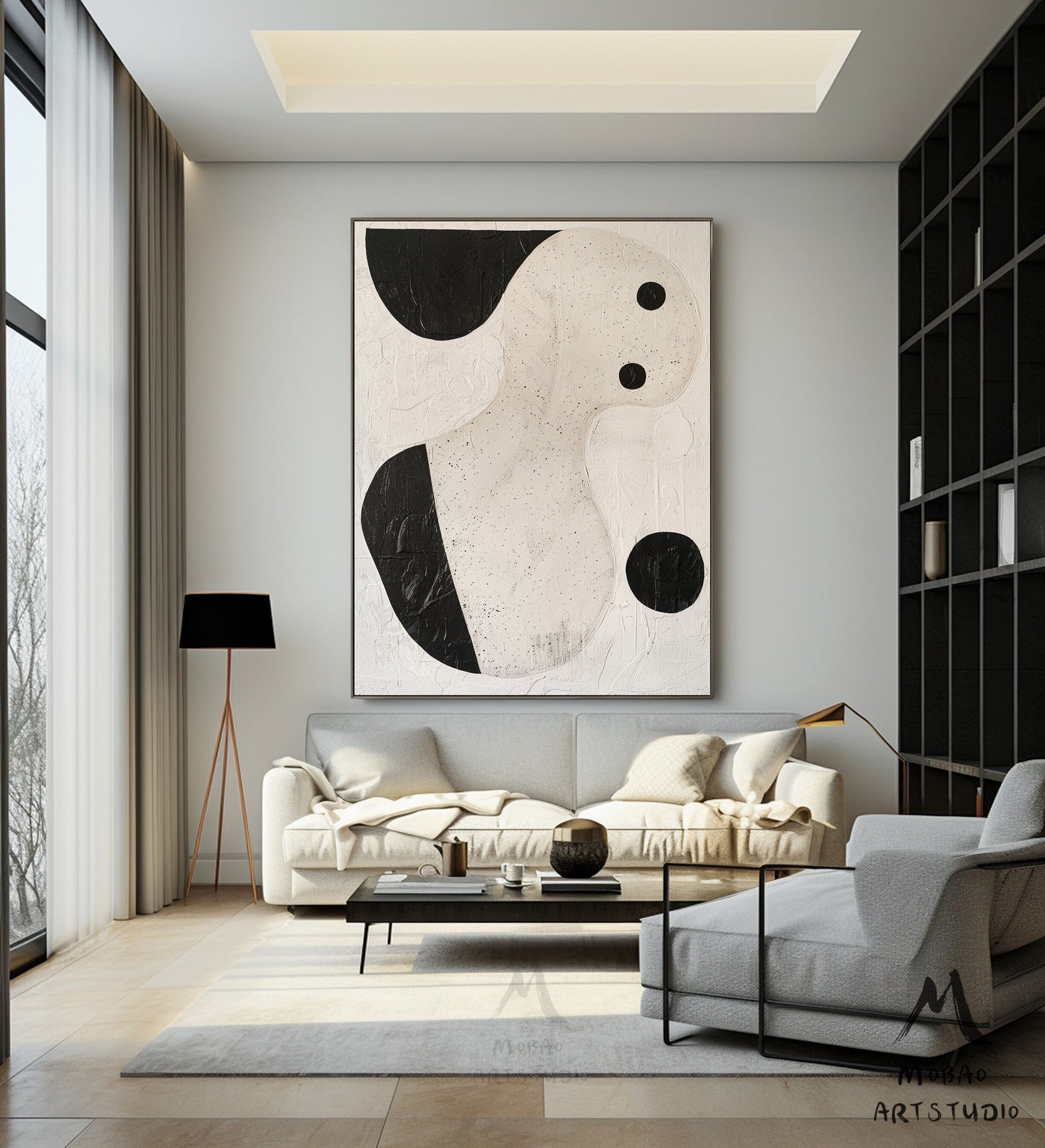 Boho Wall Art Beige Abstract Painting Black Minimalist Wall Art Wabi-Sabi Wall Art Beige Minimalist Painting Beige Textured Canvas Painting