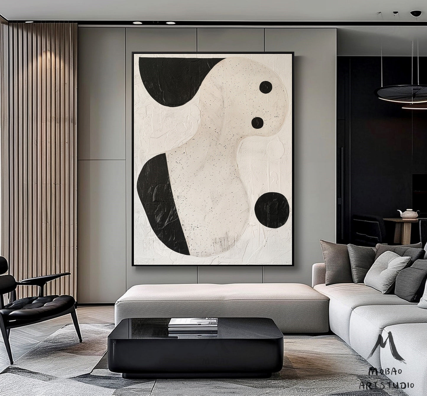 Boho Wall Art Beige Abstract Painting Black Minimalist Wall Art Wabi-Sabi Wall Art Beige Minimalist Painting Beige Textured Canvas Painting