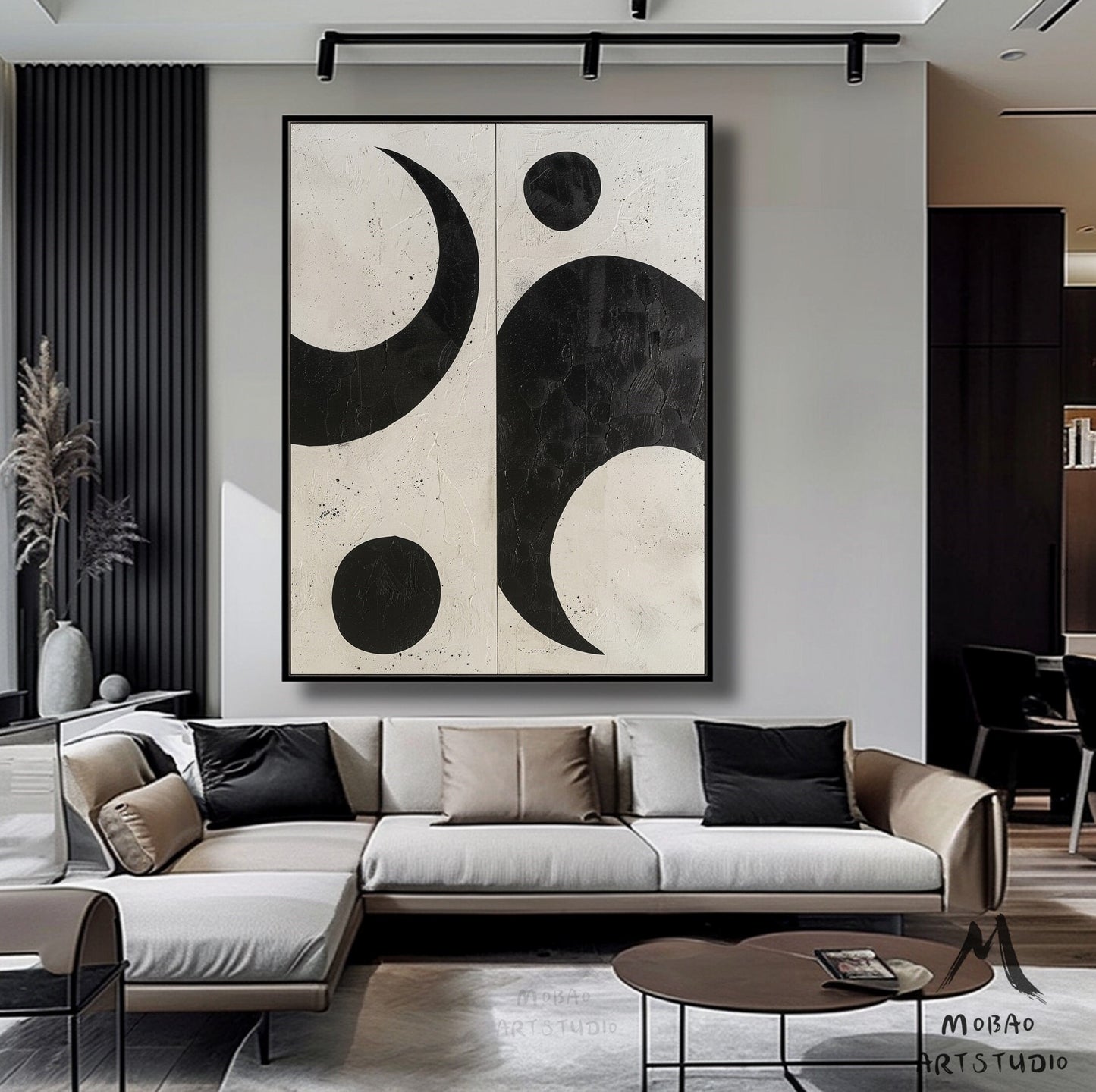 Black Minimalist Wall Art Wabi-Sabi Wall Art Beige Minimalist Wall Art Boho Wall Art Beige Abstract Wall Art Beige Textured Canvas Wall Art