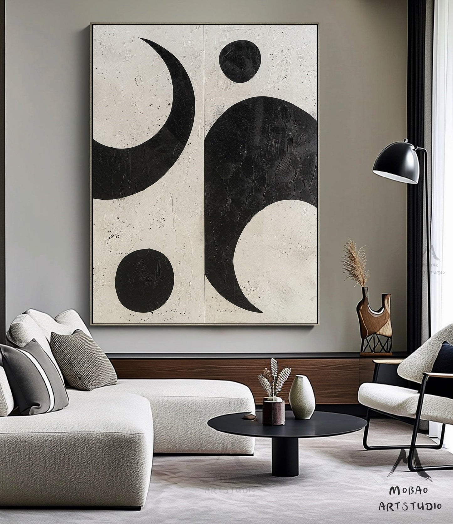 Black Minimalist Wall Art Wabi-Sabi Wall Art Beige Minimalist Wall Art Boho Wall Art Beige Abstract Wall Art Beige Textured Canvas Wall Art