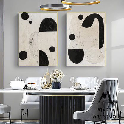 Set of 2 Beige Wall Art Beige Textured Wall Art Beige Textured Wall Art Painting Set of 2 Black Minimalism Abstract Art Beige Abstract Art