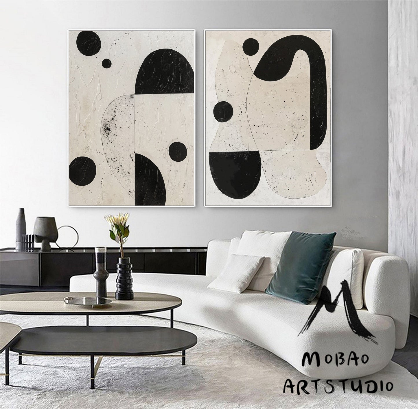 Set of 2 Beige Wall Art Beige Textured Wall Art Beige Textured Wall Art Painting Set of 2 Black Minimalism Abstract Art Beige Abstract Art