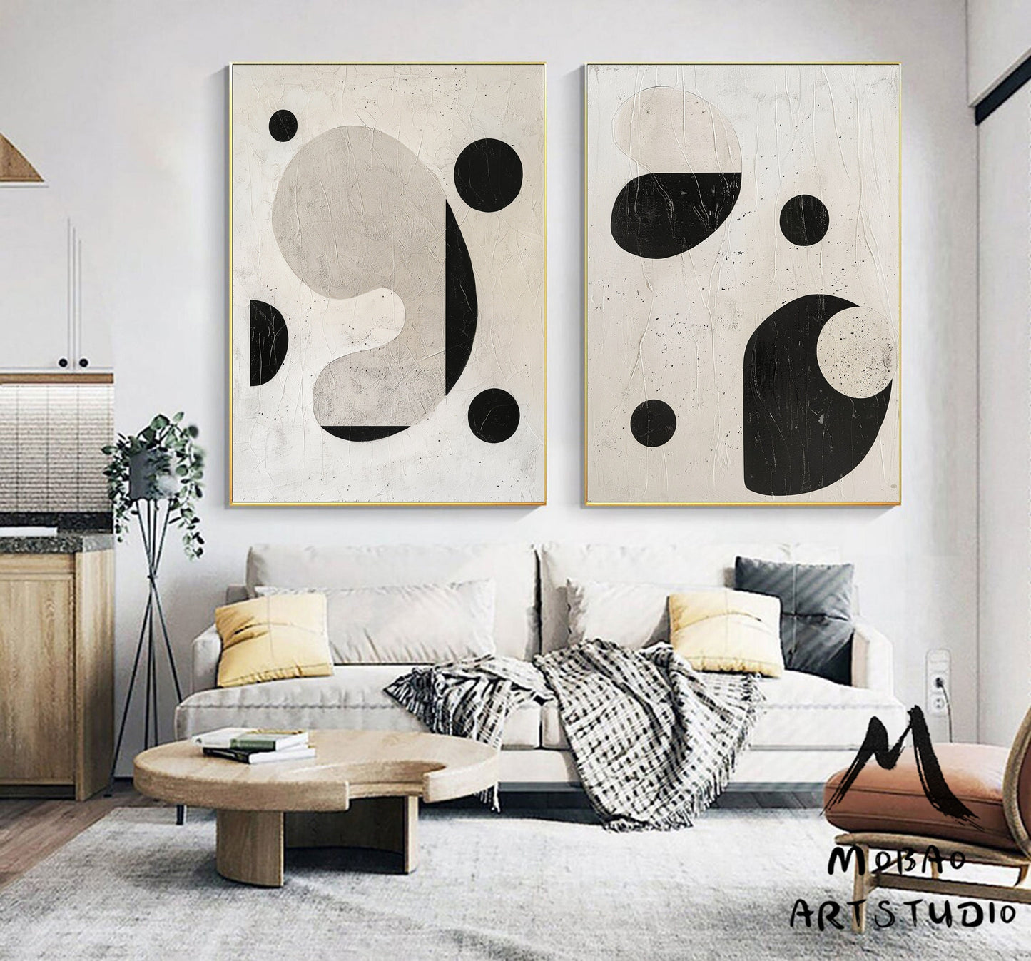 Set of 2 Beige Minimalism Abstract Art Beige Abstract Art Set of 2 Beige Wall Art Beige Textured Wall Art Beige Textured Wall Art Painting