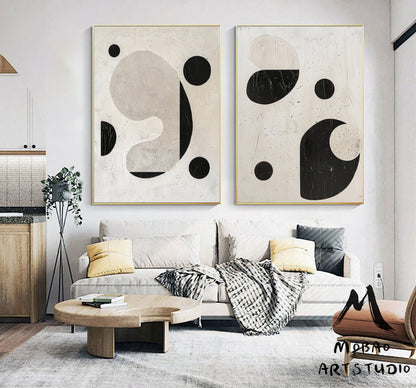 Set of 2 Beige Minimalism Abstract Art Beige Abstract Art Set of 2 Beige Wall Art Beige Textured Wall Art Beige Textured Wall Art Painting