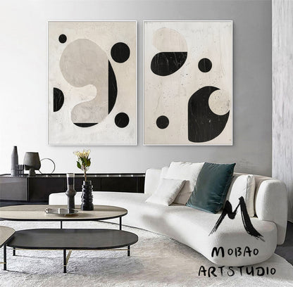 Set of 2 Beige Minimalism Abstract Art Beige Abstract Art Set of 2 Beige Wall Art Beige Textured Wall Art Beige Textured Wall Art Painting