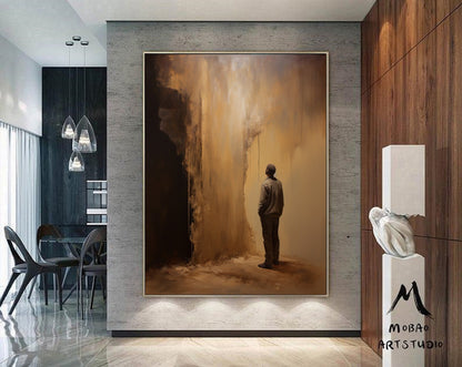 Brown Abstract Painting Wabi-Sabi Wall Art Brown Minimalism Art Brown Wall Art Brown Canvas Art Brown Abstract Art Brown Canvas Art :Hope-9