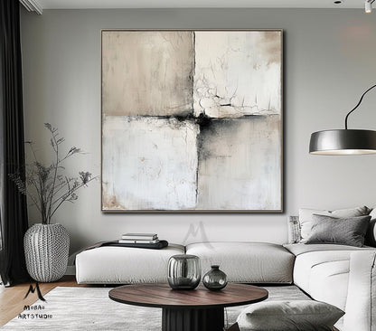 Beige Boho Wall Art Beige 3D Textured Art Wabi-Sabi Wall Art Beige Minimalist Painting Beige Textured Wall Art Gray Abstract Painting