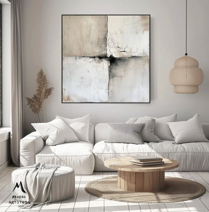 Beige Boho Wall Art Beige 3D Textured Art Wabi-Sabi Wall Art Beige Minimalist Painting Beige Textured Wall Art Gray Abstract Painting