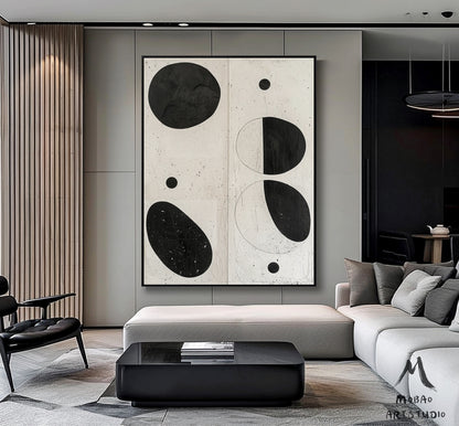 Beige Minimalist Wall Art Boho Wall Art Beige Abstract Wall Art Wabi-Sabi Wall Art Black Minimalist Wall Art Beige Textured Canvas Wall Art