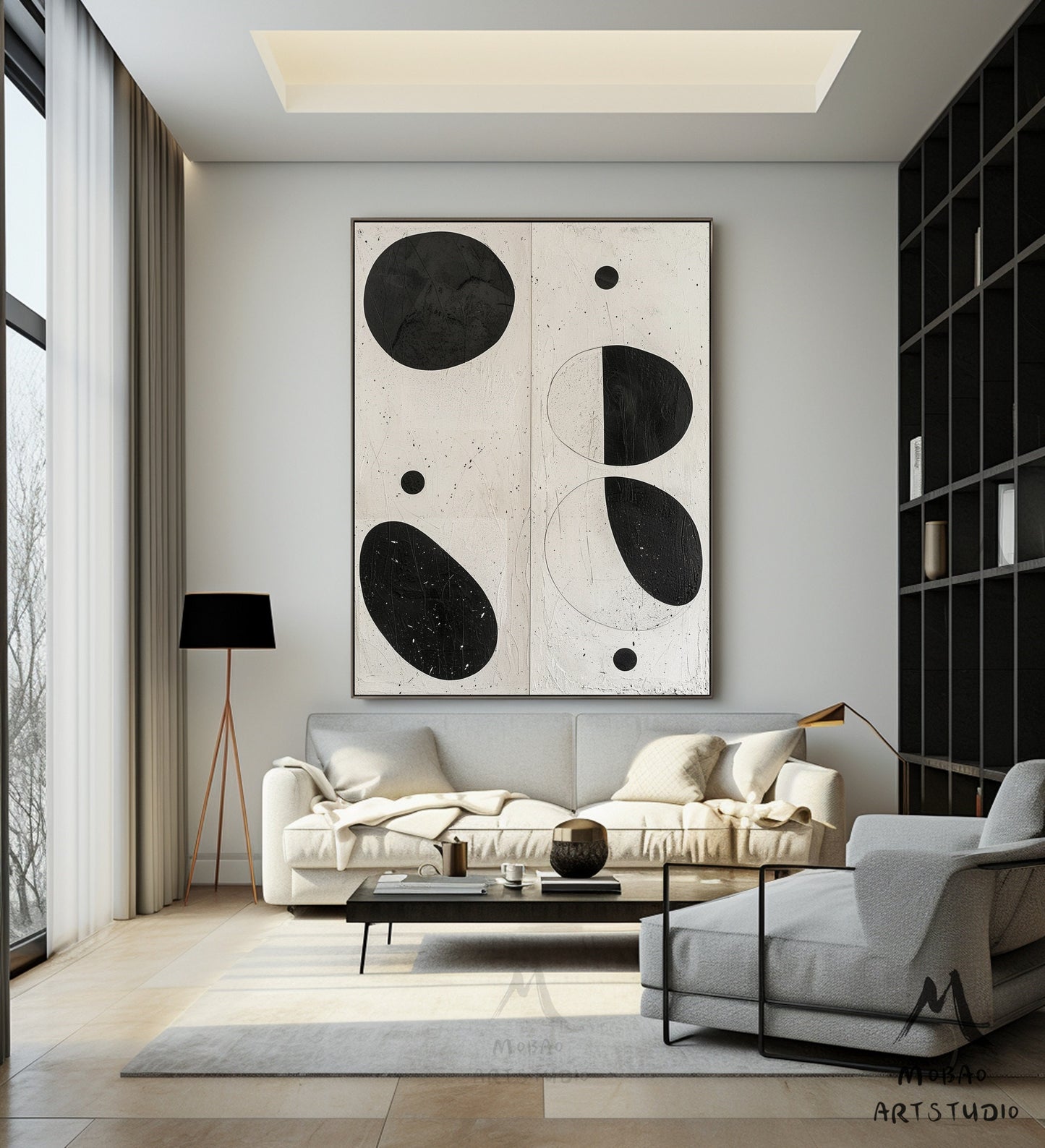 Beige Minimalist Wall Art Boho Wall Art Beige Abstract Wall Art Wabi-Sabi Wall Art Black Minimalist Wall Art Beige Textured Canvas Wall Art