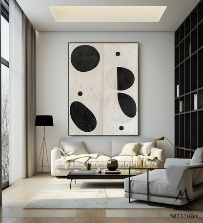 Beige Minimalist Wall Art Boho Wall Art Beige Abstract Wall Art Wabi-Sabi Wall Art Black Minimalist Wall Art Beige Textured Canvas Wall Art