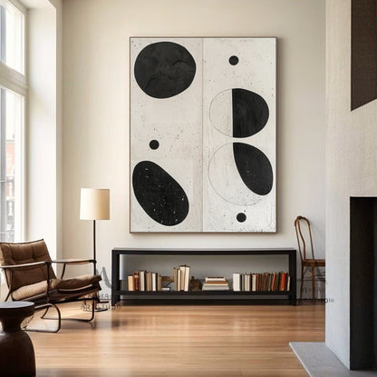 Beige Minimalist Wall Art Boho Wall Art Beige Abstract Wall Art Wabi-Sabi Wall Art Black Minimalist Wall Art Beige Textured Canvas Wall Art