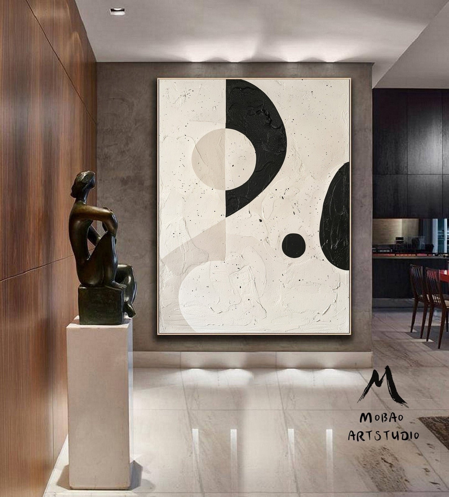 Beige Textured Canvas Wall Art Wabi-Sabi Wall Art Beige Abstract Wall Art Beige Minimalist Wall Art Boho Wall Art Black Minimalist Wall Art