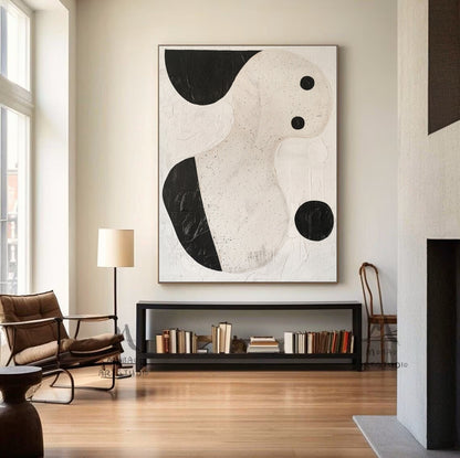 Boho Wall Art Beige Abstract Painting Black Minimalist Wall Art Wabi-Sabi Wall Art Beige Minimalist Painting Beige Textured Canvas Painting