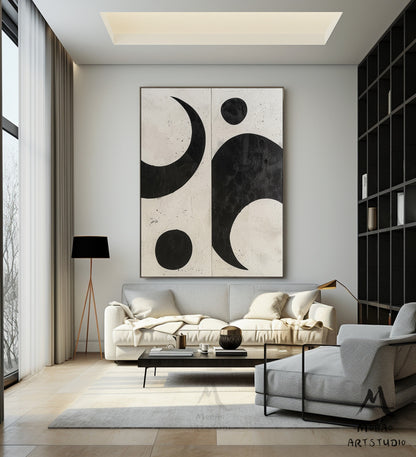 Black Minimalist Wall Art Wabi-Sabi Wall Art Beige Minimalist Wall Art Boho Wall Art Beige Abstract Wall Art Beige Textured Canvas Wall Art