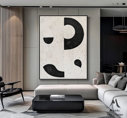 Boho Wall Art Beige Minimalist Wall Art Beige Textured Canvas Wall Art Beige Abstract Painting Black Minimalist Wall Art Wabi-Sabi Wall Art