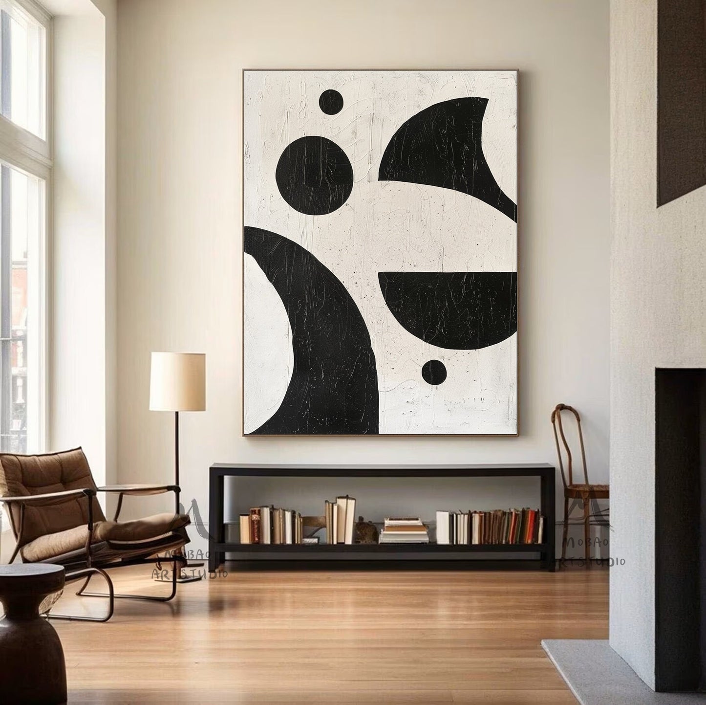 Black Textured Canvas Wall Art Boho Wall Art Beige Minimalist Wall Art Beige Abstract Painting Black Minimalist Wall Art Wabi-Sabi Wall Art