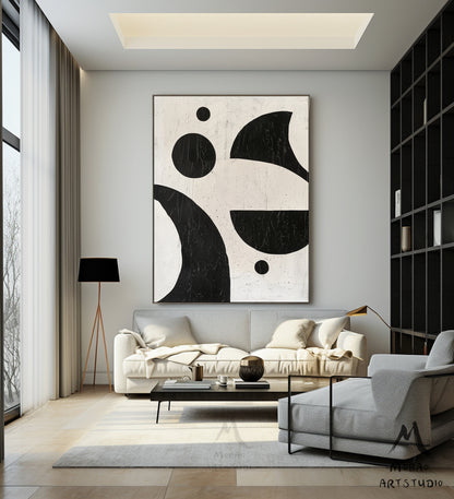 Black Textured Canvas Wall Art Boho Wall Art Beige Minimalist Wall Art Beige Abstract Painting Black Minimalist Wall Art Wabi-Sabi Wall Art