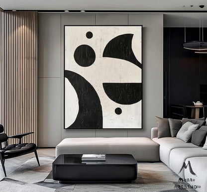 Black Textured Canvas Wall Art Boho Wall Art Beige Minimalist Wall Art Beige Abstract Painting Black Minimalist Wall Art Wabi-Sabi Wall Art