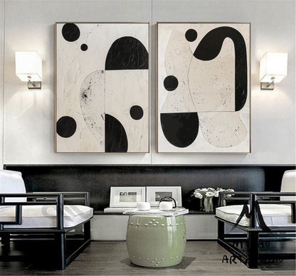 Set of 2 Beige Wall Art Beige Textured Wall Art Beige Textured Wall Art Painting Set of 2 Black Minimalism Abstract Art Beige Abstract Art
