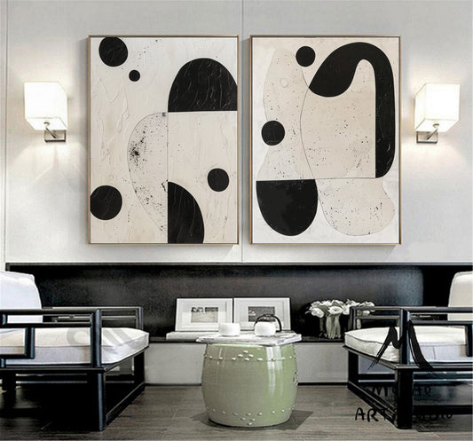 Set of 2 Beige Wall Art Beige Textured Wall Art Beige Textured Wall Art Painting Set of 2 Black Minimalism Abstract Art Beige Abstract Art